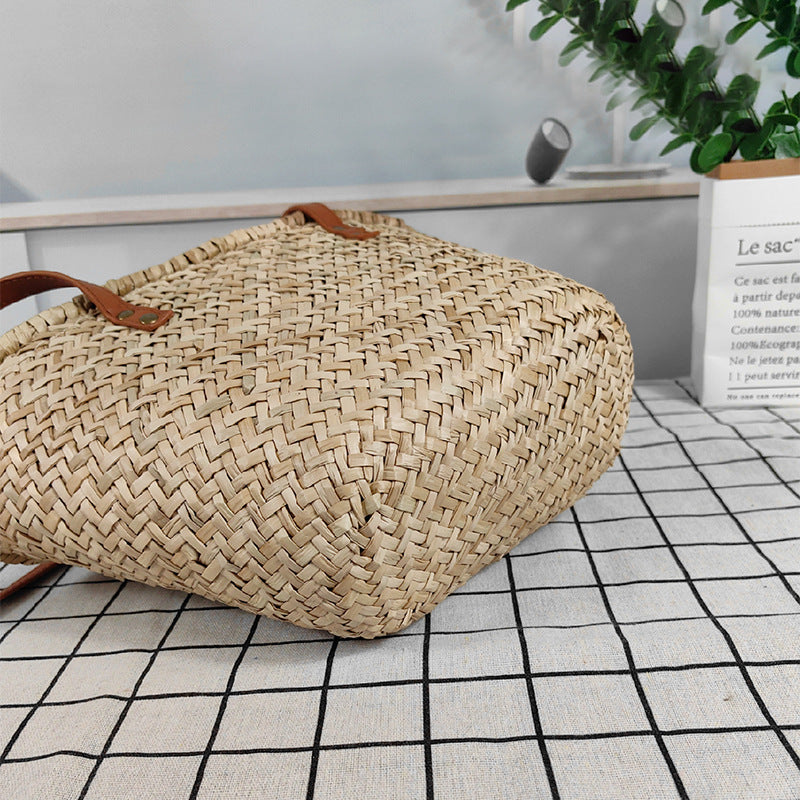 Grass woven bag, hand woven, large capacity, hand-held, diagonal cross beach vacation beach bag