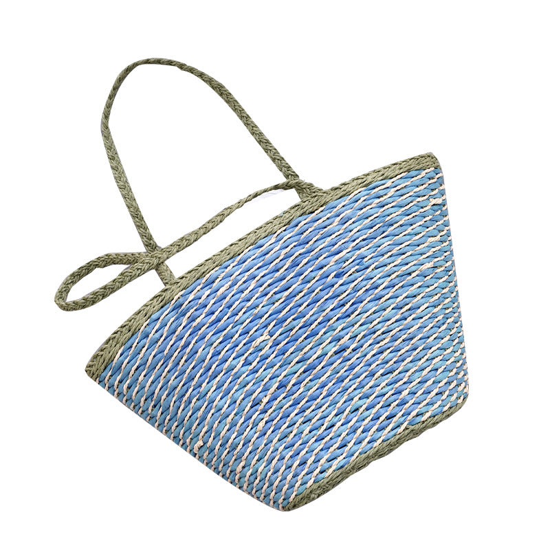 Vintage woven tote bag, tote bag, woven vegetable basket, water bucket bag, women's diagonal cross paper woven bag